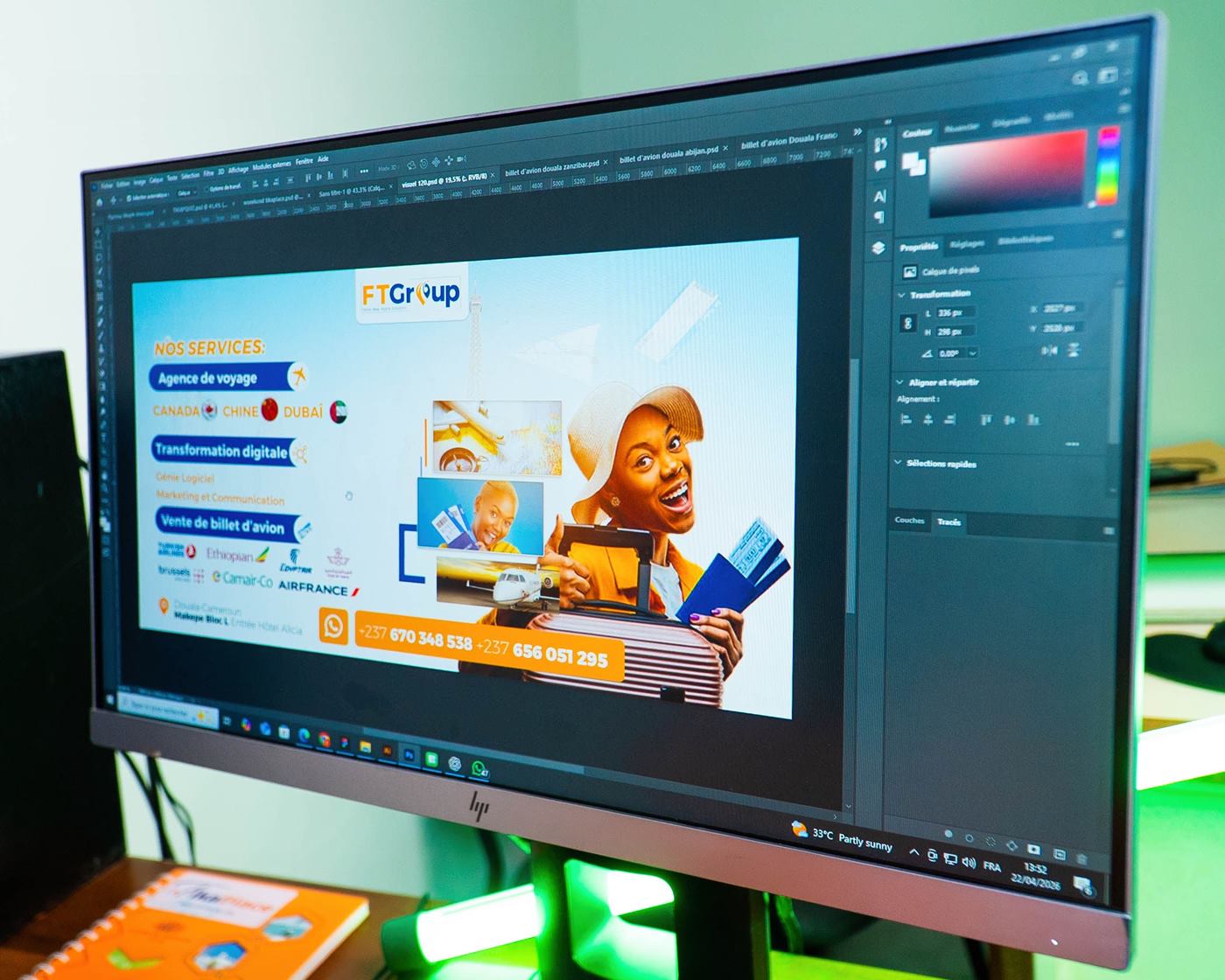 Écrans affichant une maquette d’application conçue par FTGroup